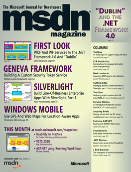 MSDN Magazine January 2009 cover